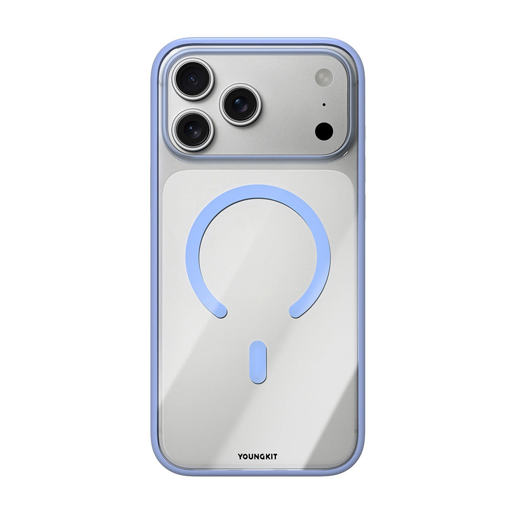Apple iPhone 18 Pro Max Kılıf M-safe Şarj Özellikli Youngkit Clear Serisi Kapak Açık Mavi