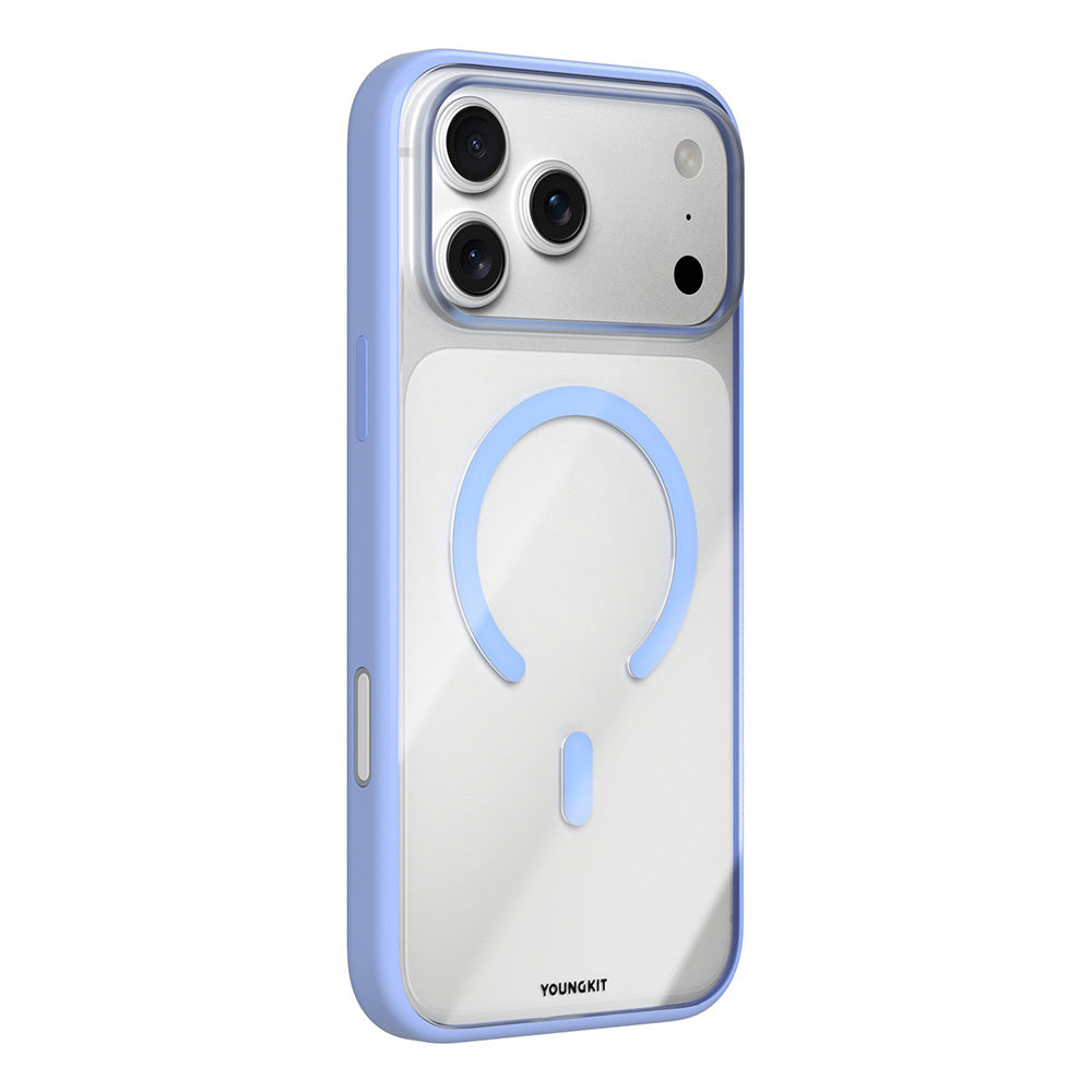 Apple iPhone 18 Pro Max Kılıf M-safe Şarj Özellikli Youngkit Clear Serisi Kapak Açık Mavi