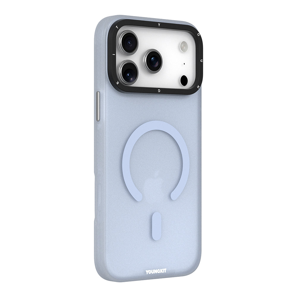 Apple iPhone 18 Pro Max Kılıf M-safe Şarj Özellikli Youngkit Hidden Sand Serisi Kapak Mavi