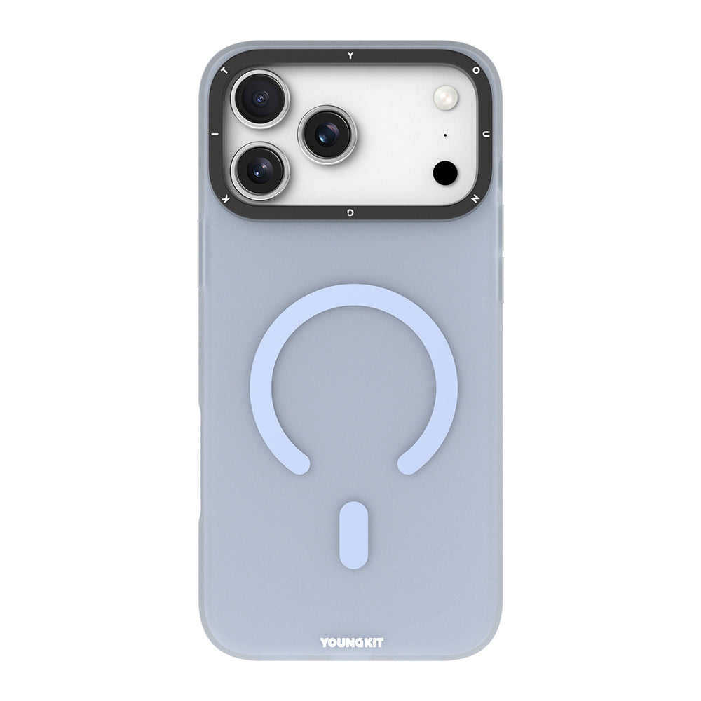 Apple iPhone 18 Pro Max Kılıf M-safe Şarj Özellikli Youngkit Hidden Sand Serisi Kapak Mavi
