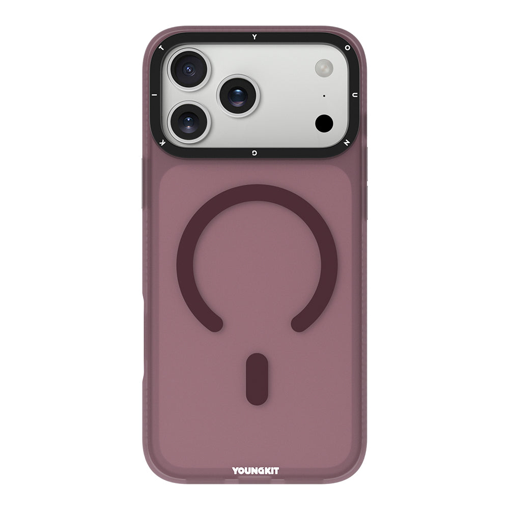 Apple iPhone 18 Pro Max Kılıf M-safe Şarj Özellikli Youngkit Hidden Sand Serisi Kapak Mürdüm