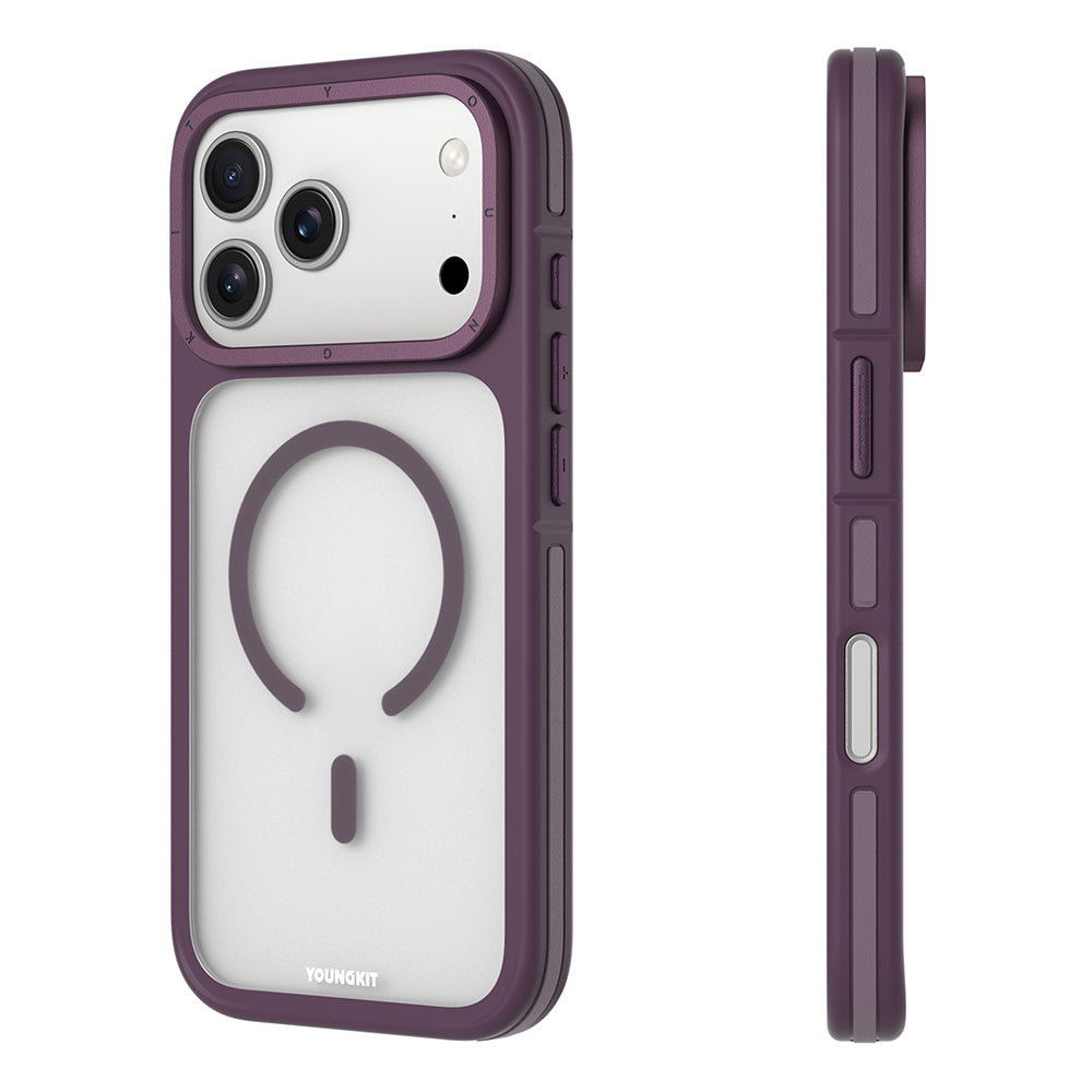 Apple iPhone 18 Pro Max Kılıf M-safe Şarj Özellikli Youngkit Rock Sand Serisi Kapak Bordo