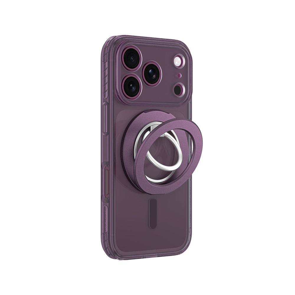 Apple iPhone 18 Pro Max Kılıf M-safe Şarj Özellikli Yüzük Standlı Amazingthing Titan Pro Grip Ring Serisi Kapak Mor