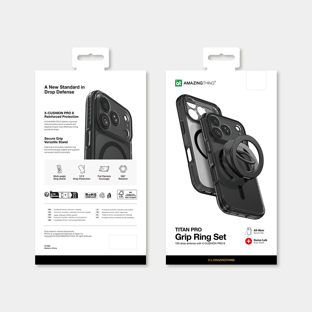 Apple iPhone 18 Pro Max Kılıf M-safe Şarj Özellikli Yüzük Standlı Amazingthing Titan Pro Grip Ring Serisi Kapak Siyah
