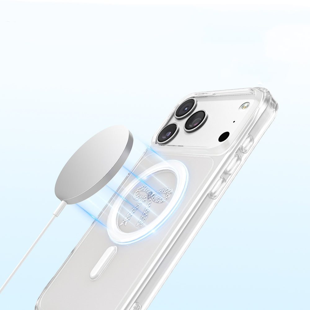 Apple iPhone 18 Pro Max Kılıf M-Safe Şarj Özellikli Zore Paris Mova Sert PC Kapak Şeffaf