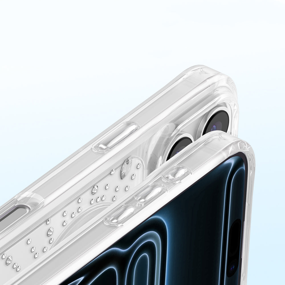 Apple iPhone 18 Pro Max Kılıf M-Safe Şarj Özellikli Zore Paris Mova Sert PC Kapak Şeffaf-Beyaz