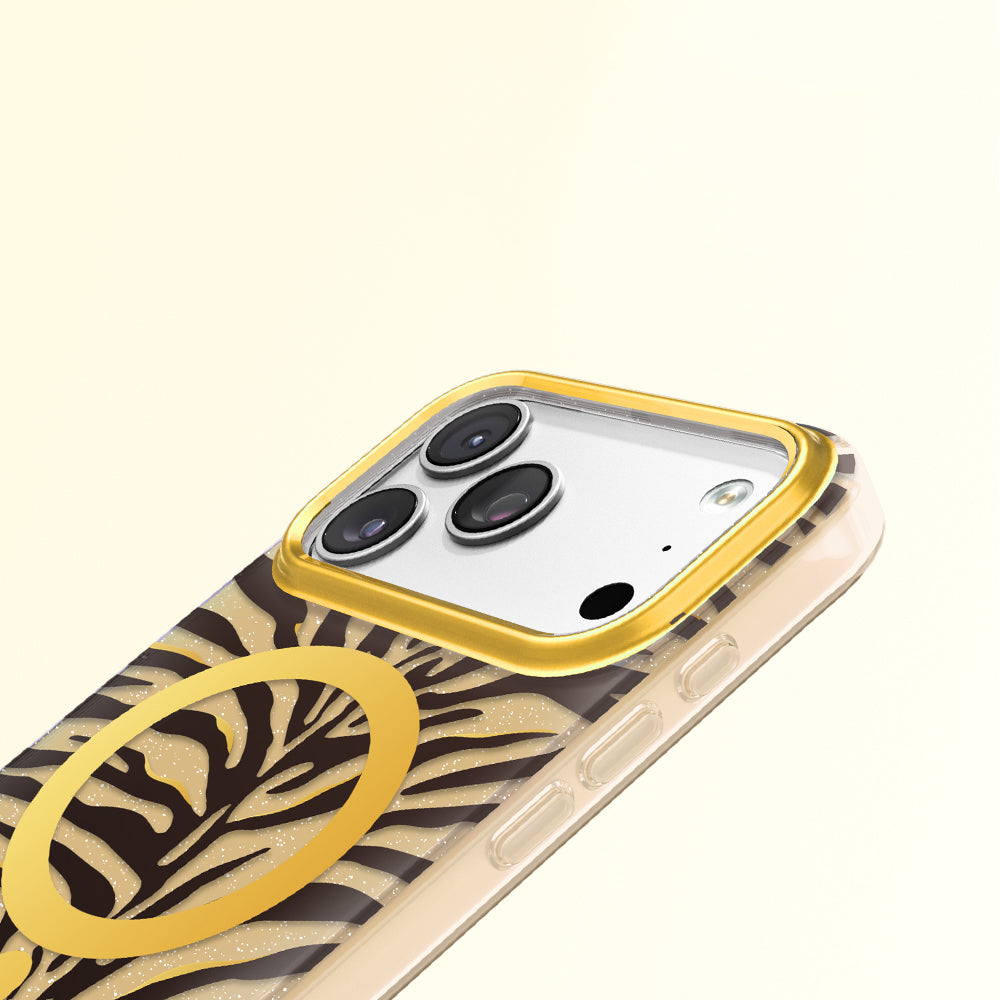 Apple iPhone 18 Pro Max Kılıf M-Safe Şarj Özellikli Zore Paris Veyro TPU Kapak Gold