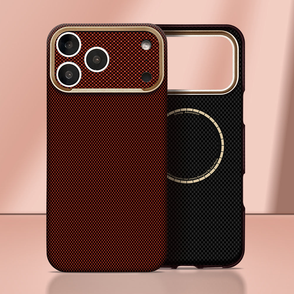 Apple iPhone 18 Pro Max Kılıf M-Safe Şarj Özellikli Zore Paris Zerre Sert PC Kapak Bordo