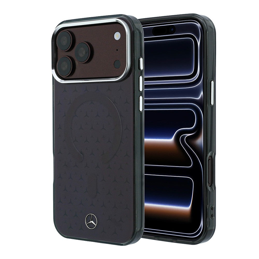 Apple iPhone 18 Pro Max Kılıf Mercedes Benz Orjinal Lisanslı M-safe Şarj Özellikli Çift Katmanlı Yıldız Desenli Sert PC Kapak Bordo