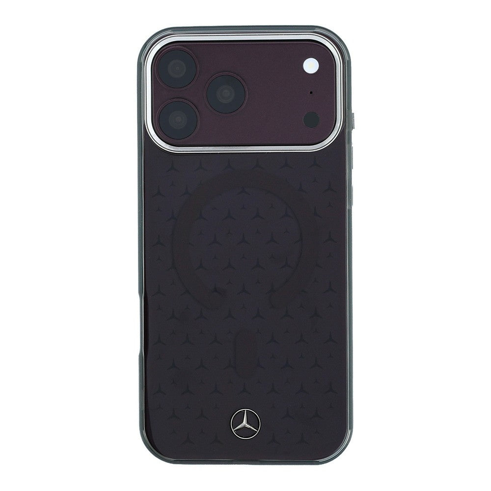 Apple iPhone 18 Pro Max Kılıf Mercedes Benz Orjinal Lisanslı M-safe Şarj Özellikli Çift Katmanlı Yıldız Desenli Sert PC Kapak Bordo