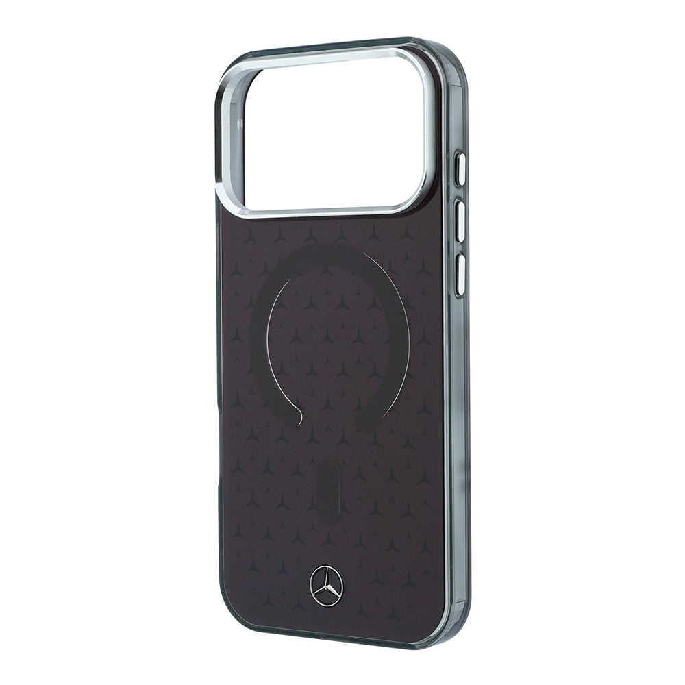Apple iPhone 18 Pro Max Kılıf Mercedes Benz Orjinal Lisanslı M-safe Şarj Özellikli Çift Katmanlı Yıldız Desenli Sert PC Kapak Bordo