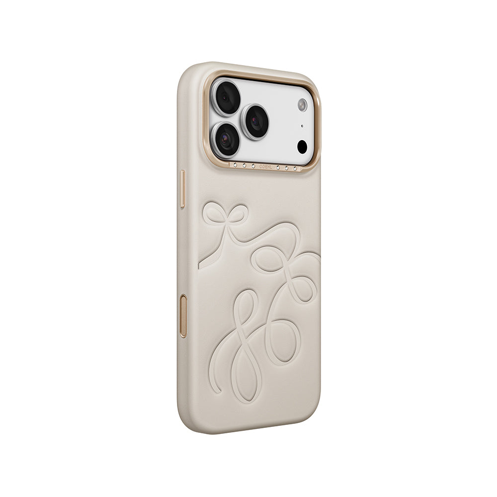 Apple iPhone 18 Pro Max Kılıf Oyma Desenli Arka Yüzey Coehl Cloude Kapak Krem