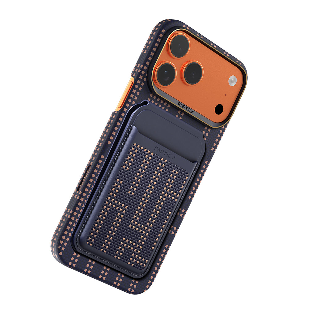 Apple iPhone 18 Pro Max Kılıf Raptic 2in1 Bundle Kit Aramid Skin Grid Serisi Kartlık ve Karbon Kapak Lacivert
