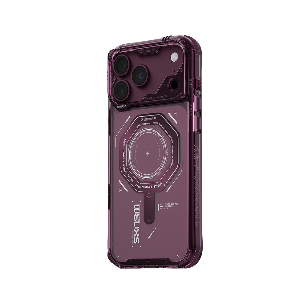 Apple iPhone 18 Pro Max Kılıf SkinArma M-safe Şarj Özellikli Airbag Tasarımlı Magma Kapak Bordo