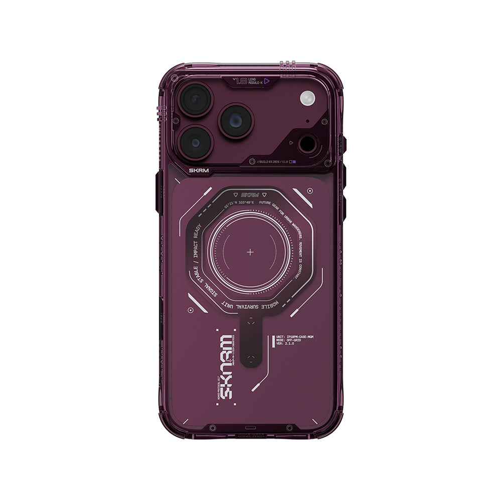 Apple iPhone 18 Pro Max Kılıf SkinArma M-safe Şarj Özellikli Airbag Tasarımlı Magma Kapak Bordo