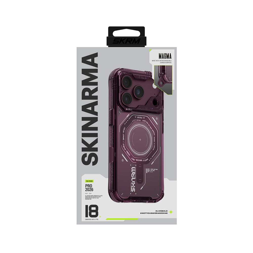 Apple iPhone 18 Pro Max Kılıf SkinArma M-safe Şarj Özellikli Airbag Tasarımlı Magma Kapak Bordo