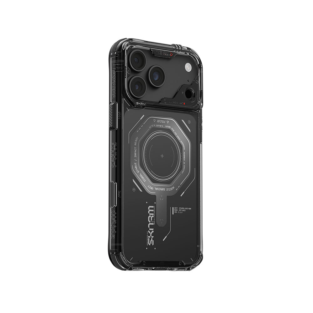 Apple iPhone 18 Pro Max Kılıf SkinArma M-safe Şarj Özellikli Airbag Tasarımlı Magma Kapak Füme