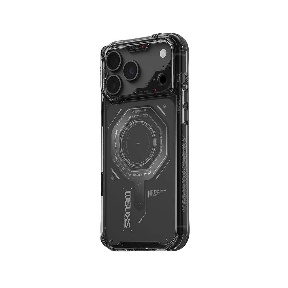 Apple iPhone 18 Pro Max Kılıf SkinArma M-safe Şarj Özellikli Airbag Tasarımlı Magma Kapak Füme