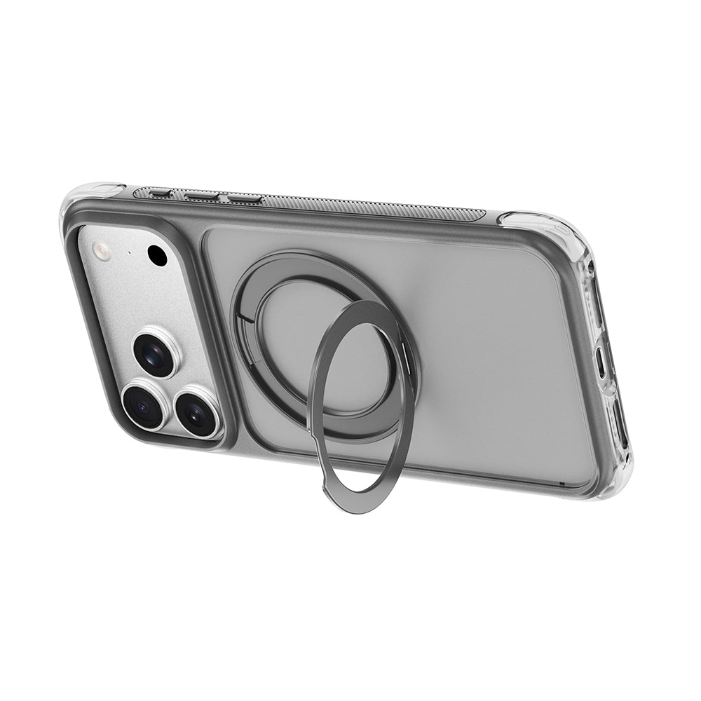 Apple iPhone 18 Pro Max Kılıf Wiwu AG-203 AeroGuard Ultra Serisi M-safe Şarj Özellikli Airbag Tasarımlı Standlı Kapak Gri
