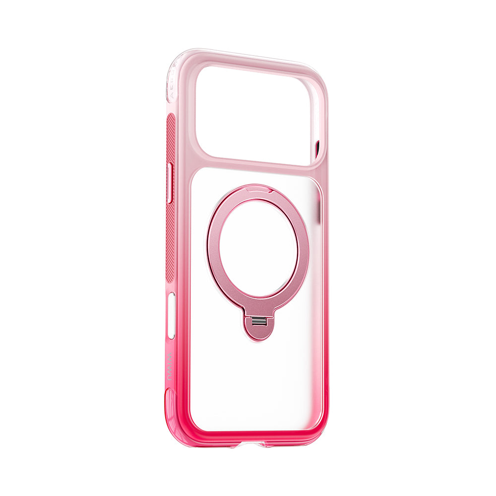 Apple iPhone 18 Pro Max Kılıf Wiwu AS-204 AeroShield Aurora Ultra Serisi M-safe Şarj Özellikli Airbag Tasarımlı Standlı Kapak Pembe