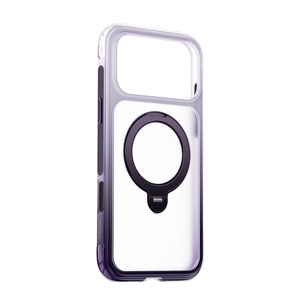 Apple iPhone 18 Pro Max Kılıf Wiwu AS-204 AeroShield Aurora Ultra Serisi M-safe Şarj Özellikli Airbag Tasarımlı Standlı Kapak Mor