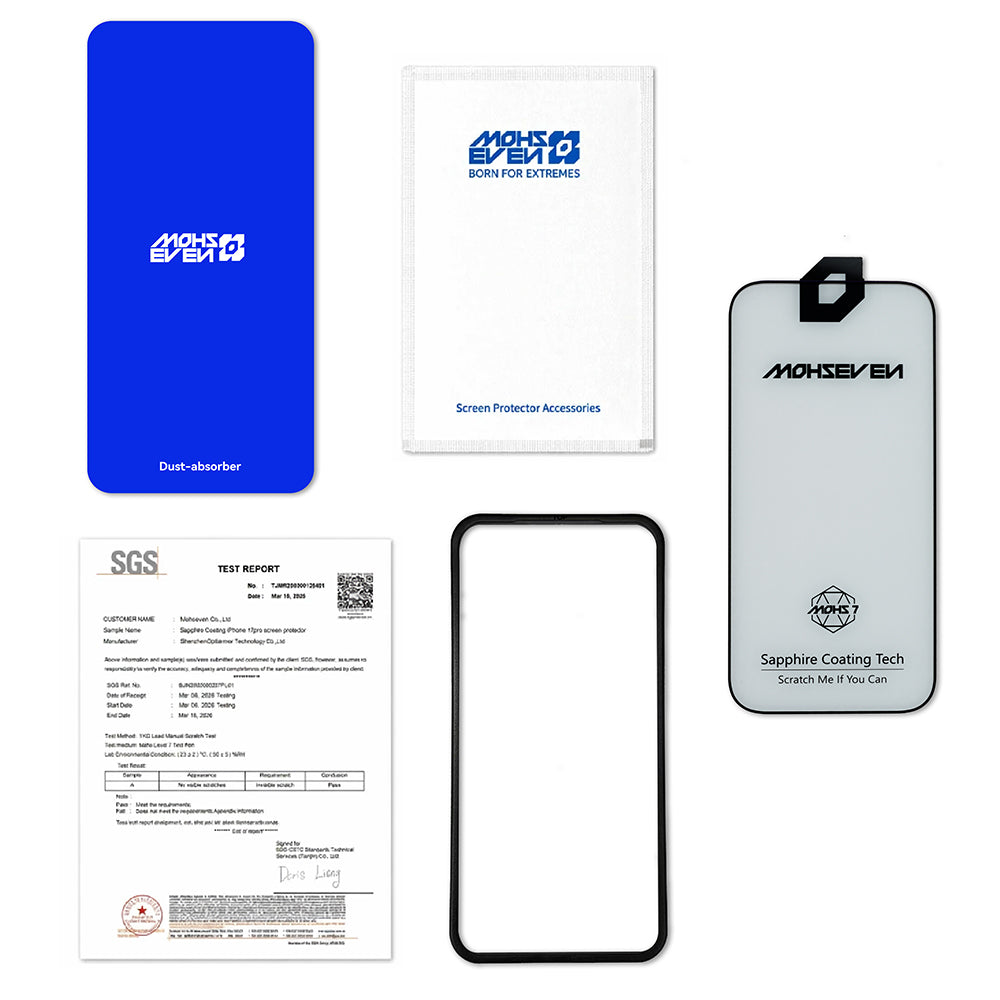 Apple iPhone 18 Pro Max Mohseven M7 HD Sapphire Coating Temperli Cam Ekran Koruyucu + Hizalama Aparatı Şeffaf