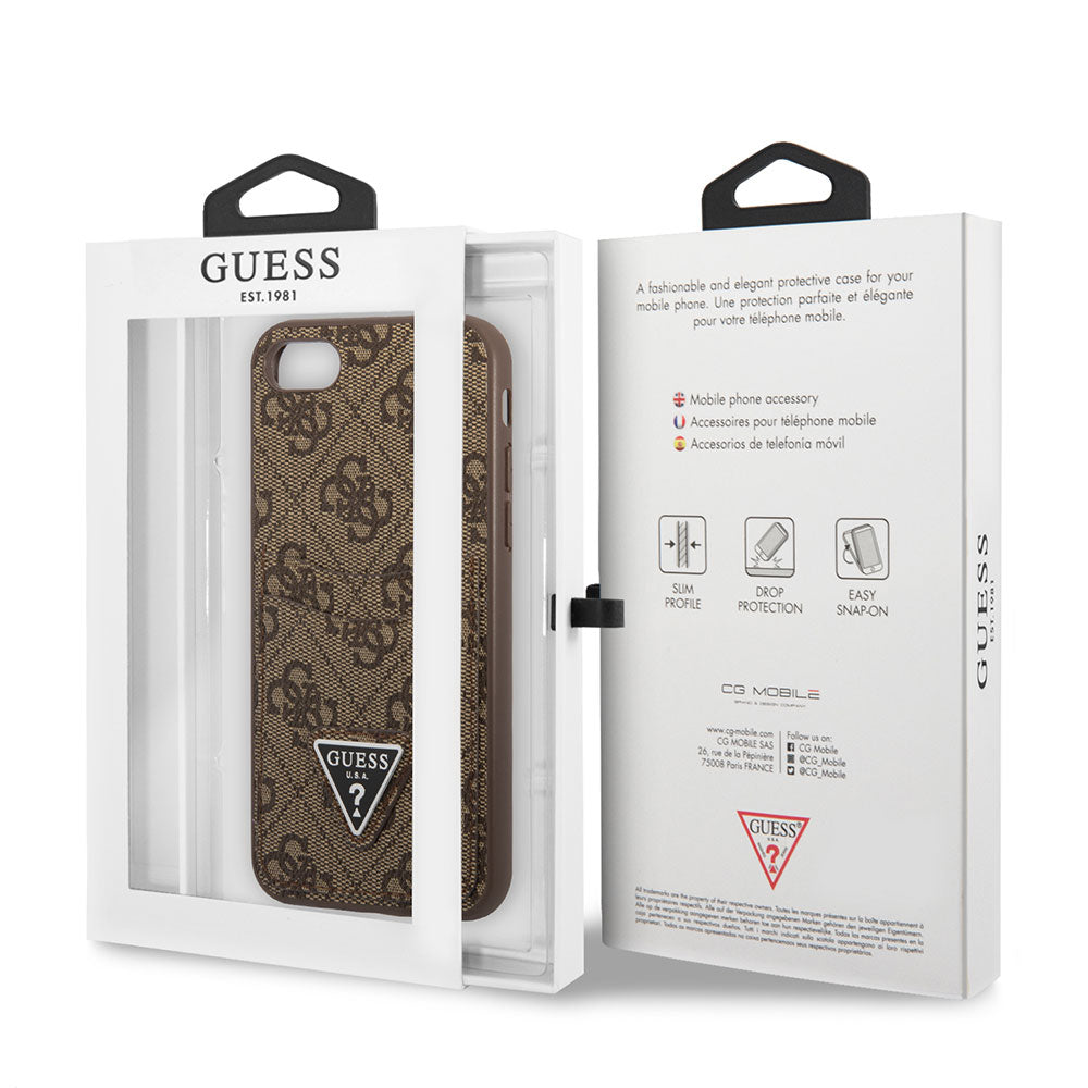Apple iPhone 7 Kılıf GUESS Çift Kart Bölmeli Kapak Kahverengi