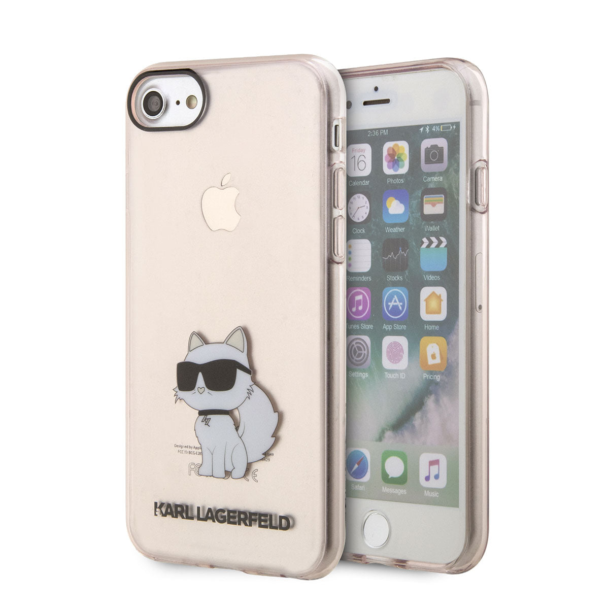iPhone 7 Kılıf Karl Lagerfeld Transparan Choupette Dizayn Kılıf Pembe