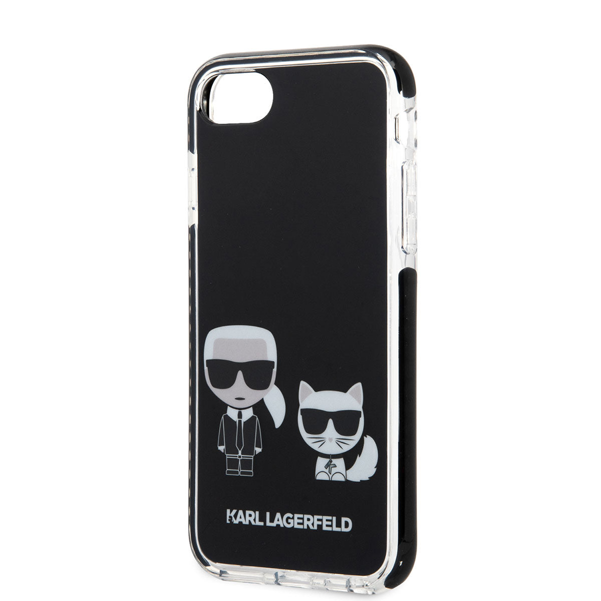 iPhone 8 Kılıf Karl Lagerfeld Kenarları Siyah Silikon K&C Dizayn Kılıf Beyaz