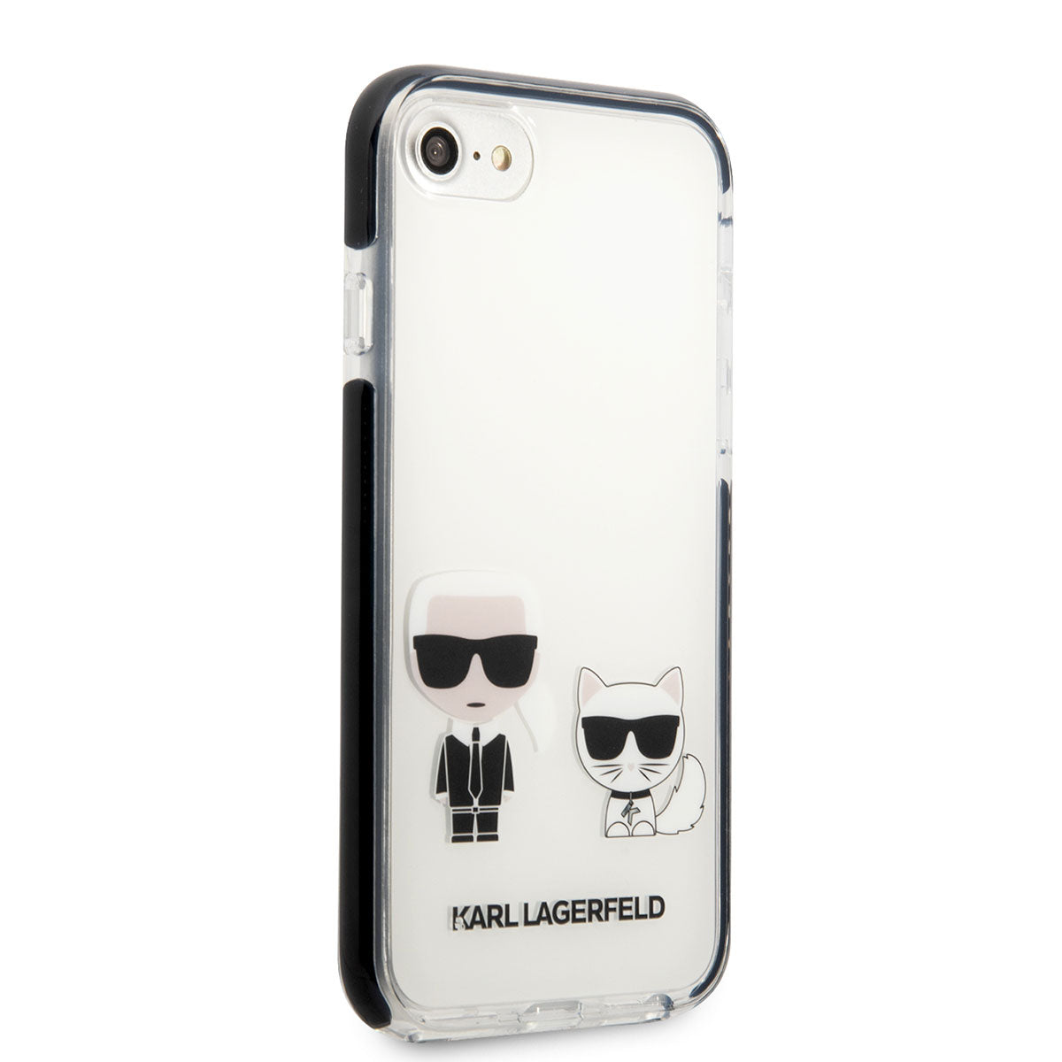 iPhone 8 Kılıf Karl Lagerfeld Kenarları Siyah Silikon K&C Dizayn Kılıf Beyaz