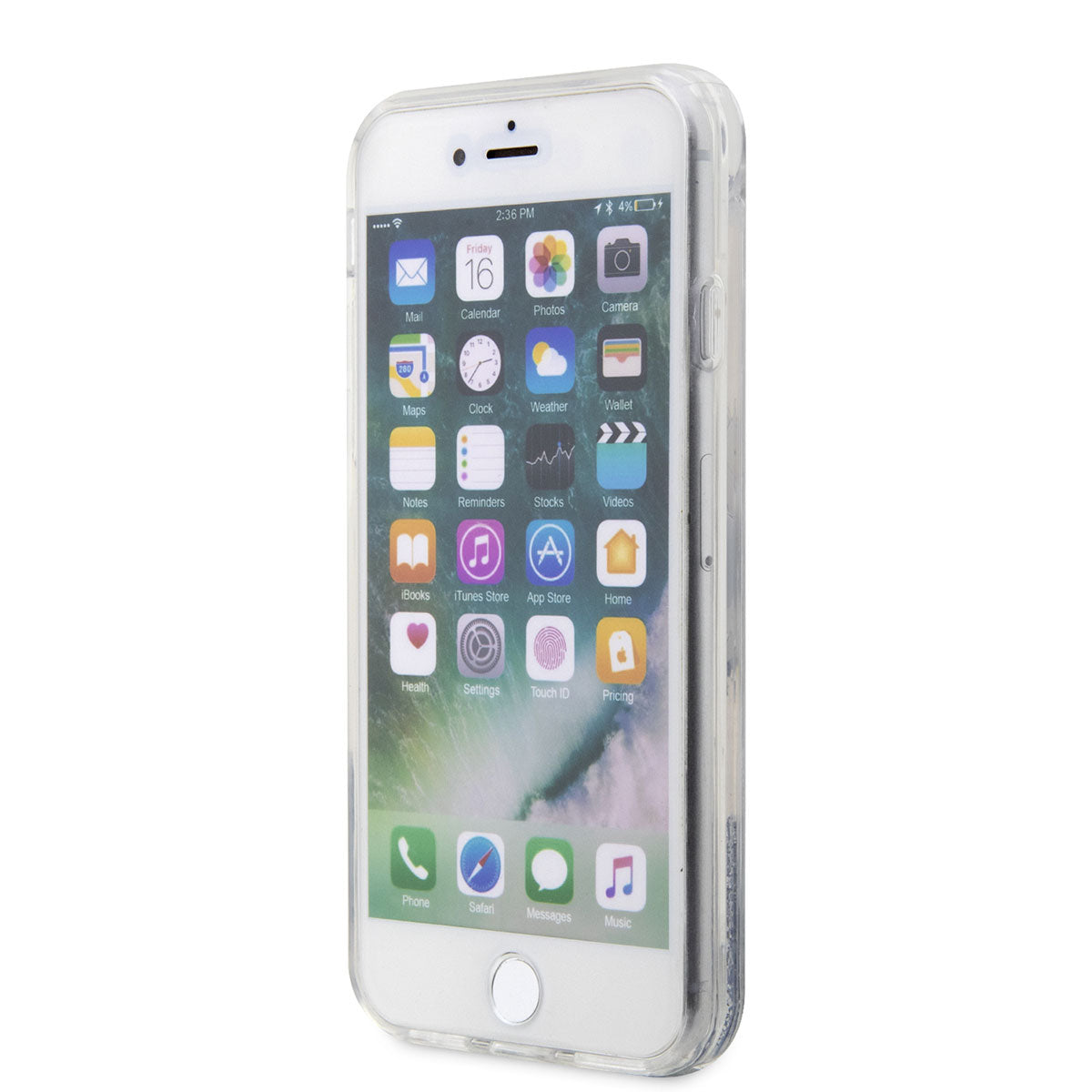 Apple iPhone 8 Kılıf Karl Lagerfeld Sıvılı Simli Karl Head Dizayn Kapak Pembe