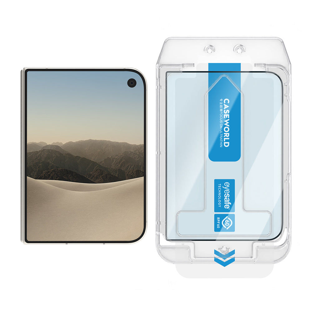 Apple iPhone Duo CaseWorld Applicator Serisi 2.5D Eyesafe Mavi Işık Teknolojili Safir 0.33mm Temperli Cam Ekran Koruyucu + Uygulama Aparatı Şeffaf