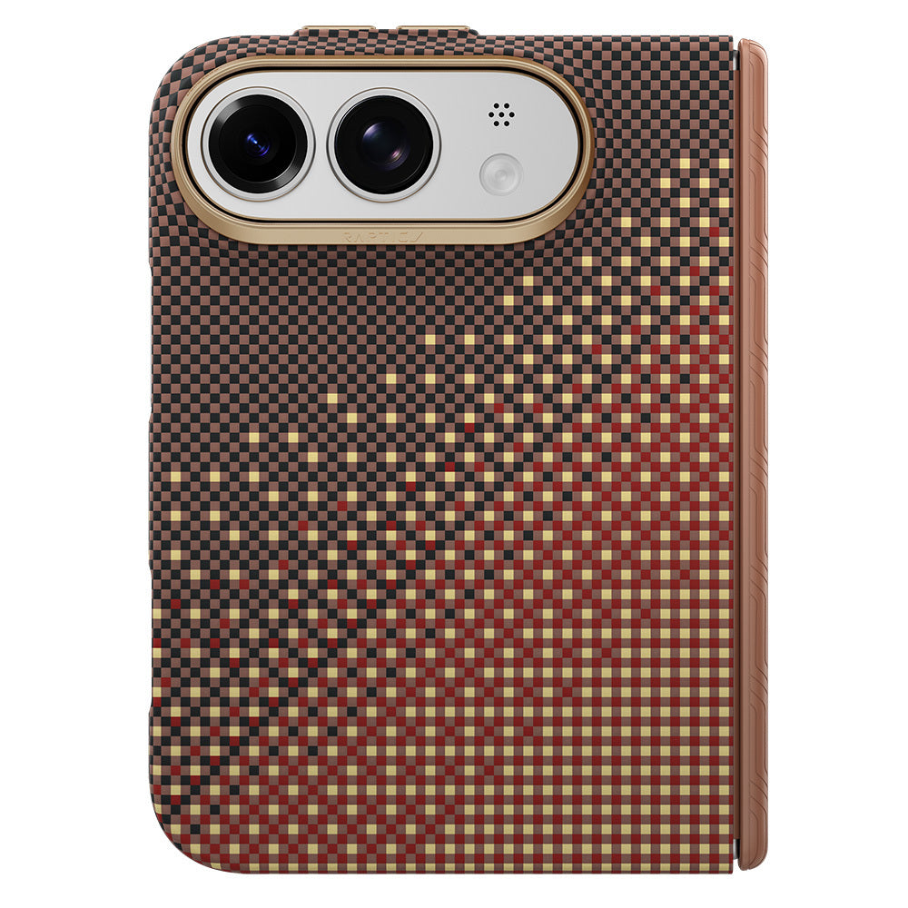 Apple iPhone Duo (Fold) Kılıf M-safe Şarj Özellikli Raptic Aramid SkinPro Serenity Serisi Kapak Kahverengi