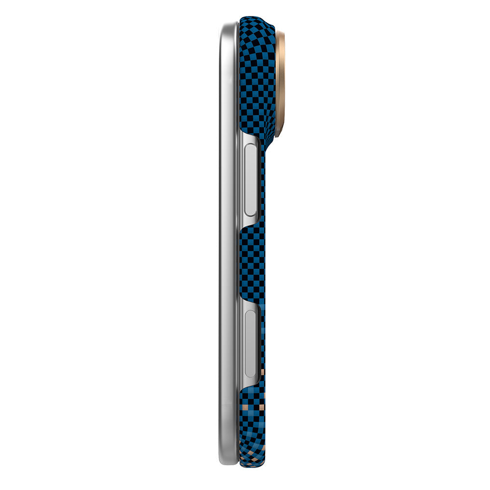 Apple iPhone Duo (Fold) Kılıf M-safe Şarj Özellikli Raptic Aramid SkinPro Serenity Serisi Kapak Lacivert