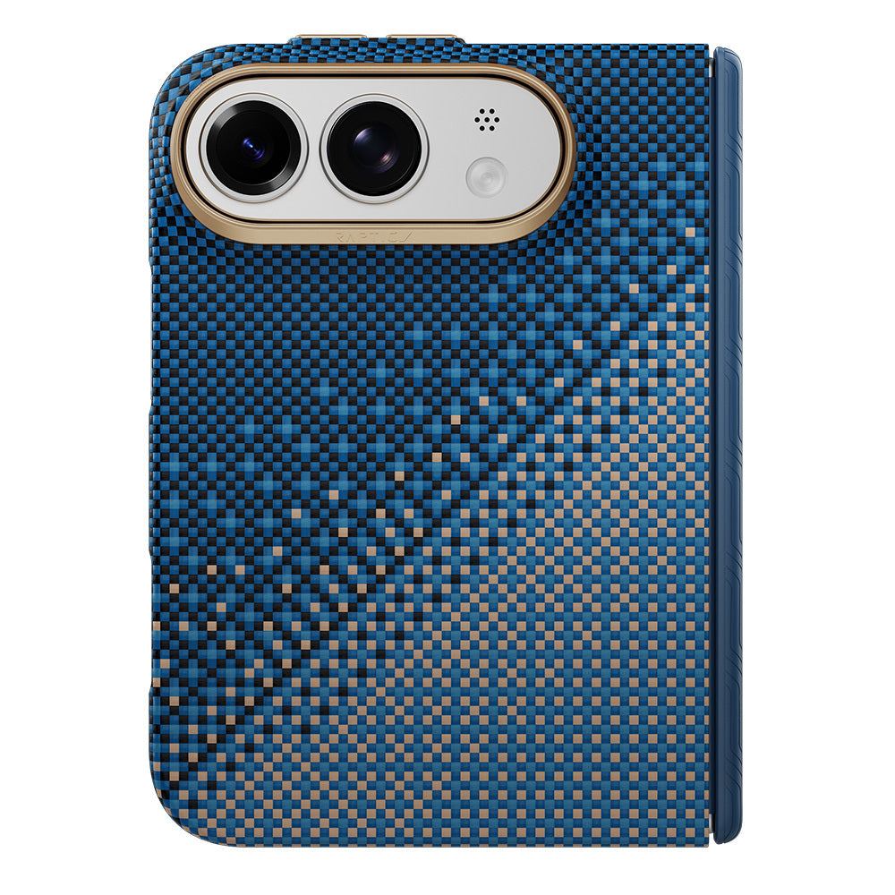 Apple iPhone Duo (Fold) Kılıf M-safe Şarj Özellikli Raptic Aramid SkinPro Serenity Serisi Kapak Lacivert