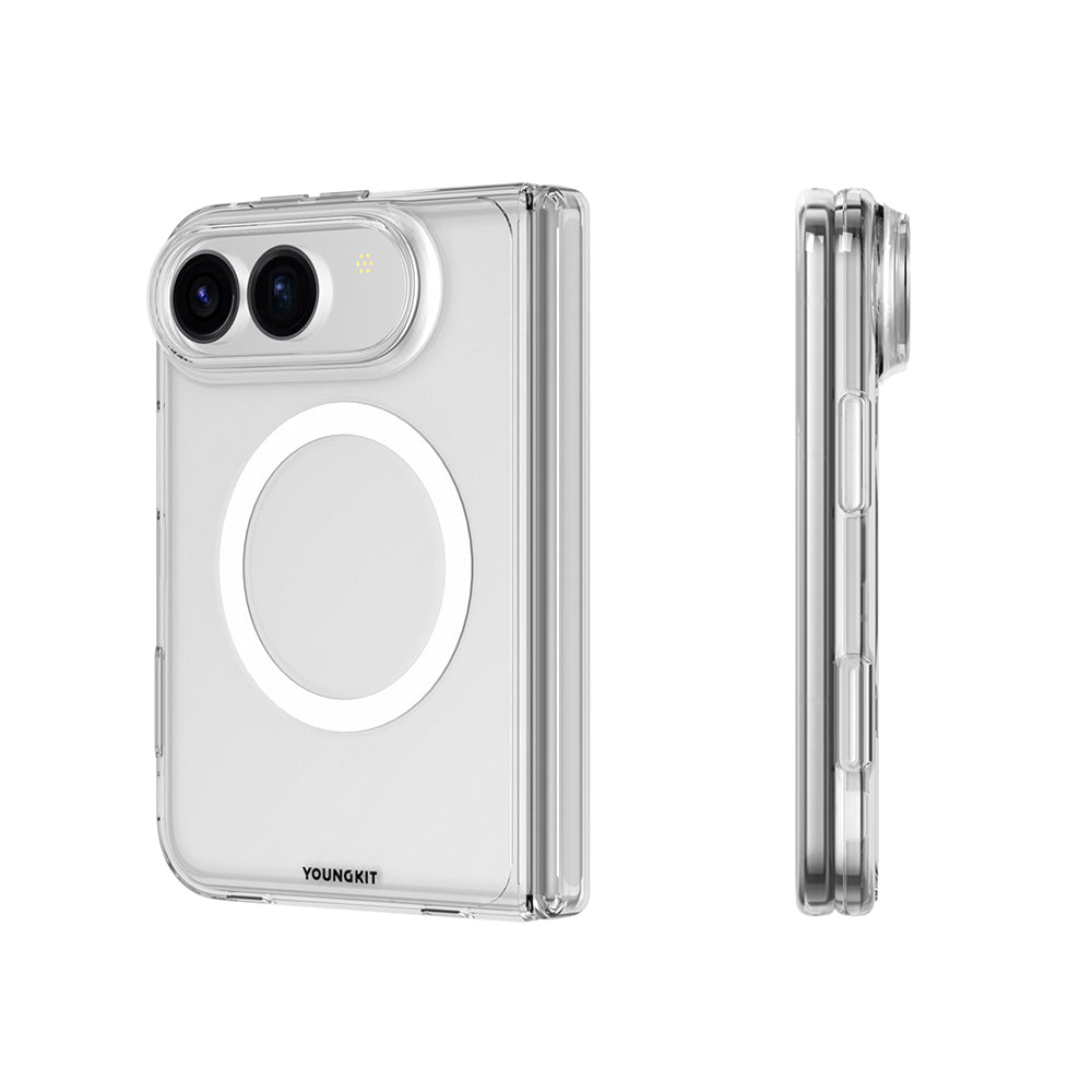 Apple iPhone Duo Kılıf M-safe Şarj Özellikli 2in1 Youngkit Clear Serisi Kapak Şeffaf