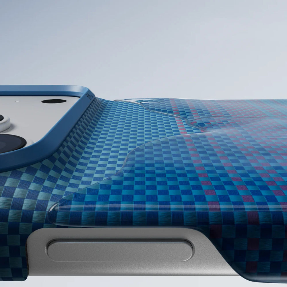 Apple iPhone Duo Kılıf M-safe Şarj Özellikli Aramid Karbon Fiber Pitaka Moonrise 2.0 Nights Serisi Kapak Lacivert