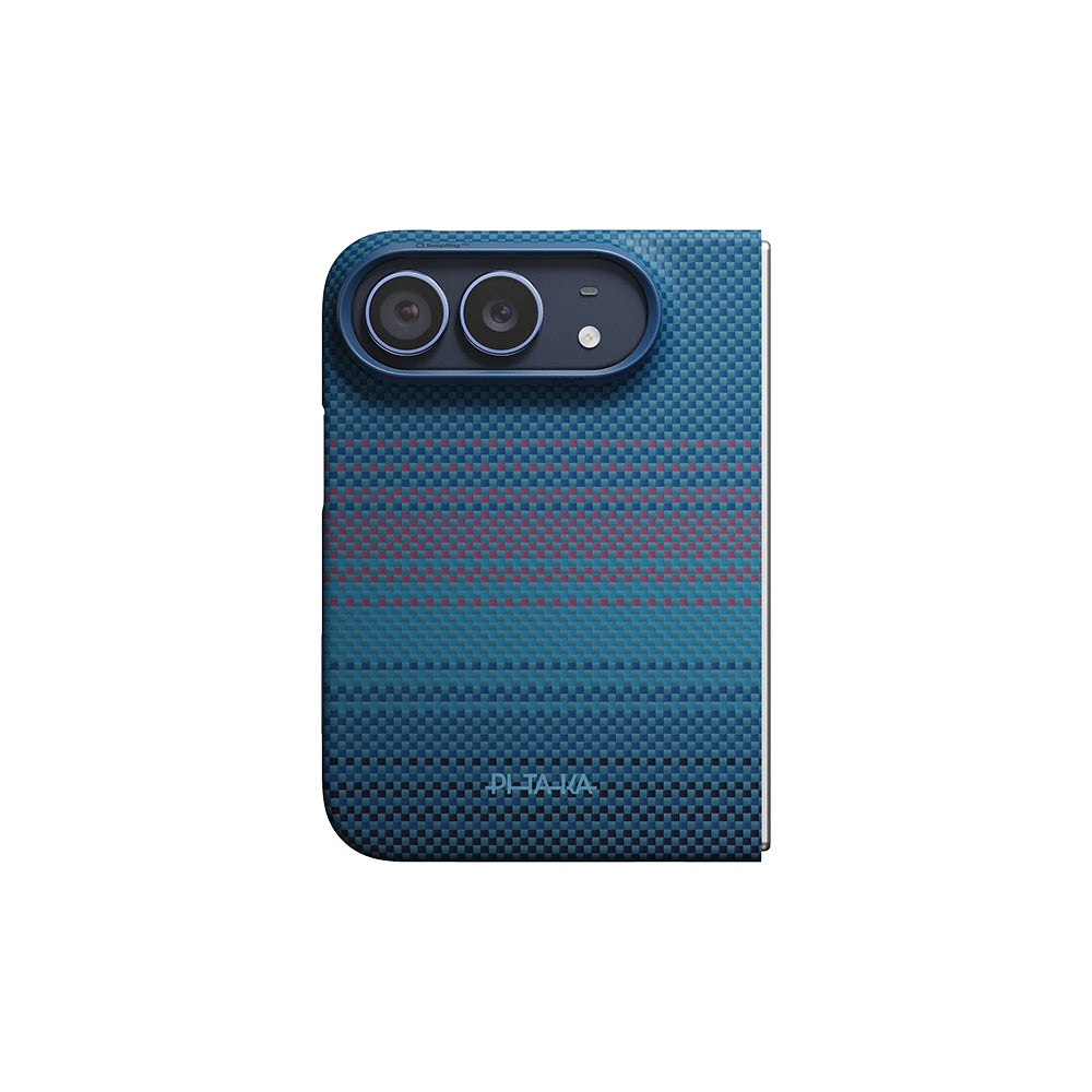 Apple iPhone Duo Kılıf M-safe Şarj Özellikli Aramid Karbon Fiber Pitaka Moonrise 2.0 Nights Serisi Kapak Lacivert