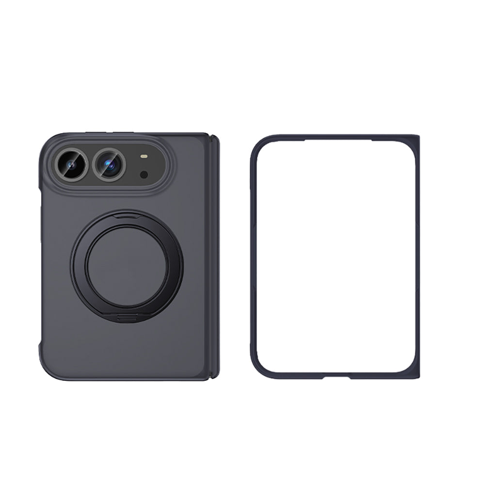 Apple iPhone Duo Kılıf M-safe Şarj Özellikli Arkası Mat Sert PC Wlons Vena Standlı Kapak Lacivert