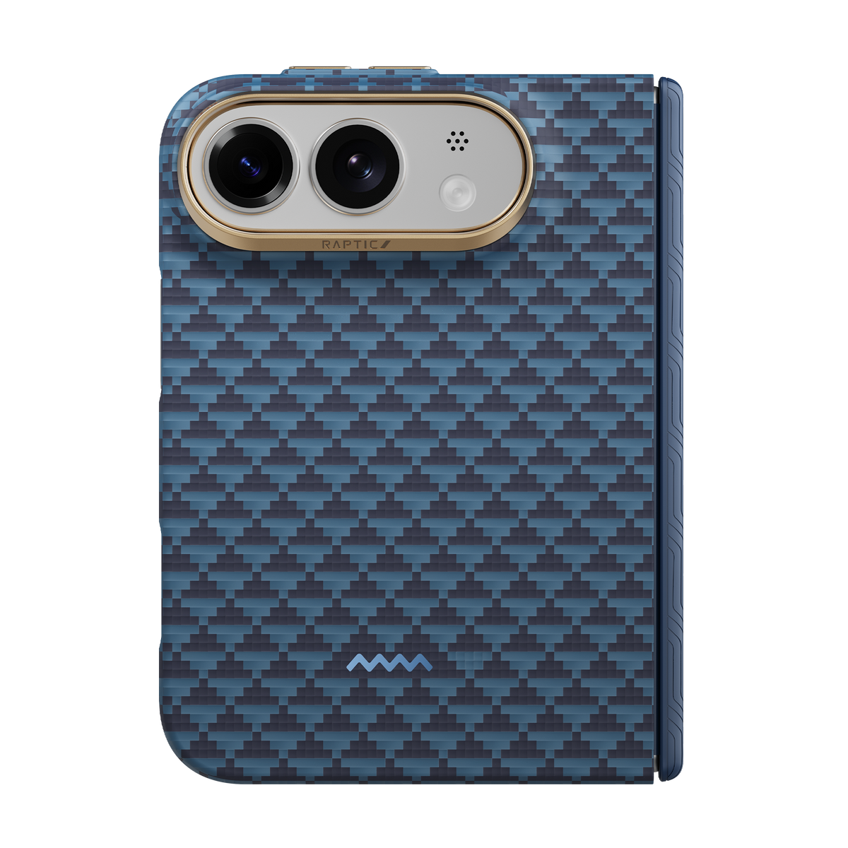 Apple iPhone Duo Kılıf M-safe Şarj Özellikli Raptic Aramid SkinPro Origin Serisi Karbon Kapak Lacivert
