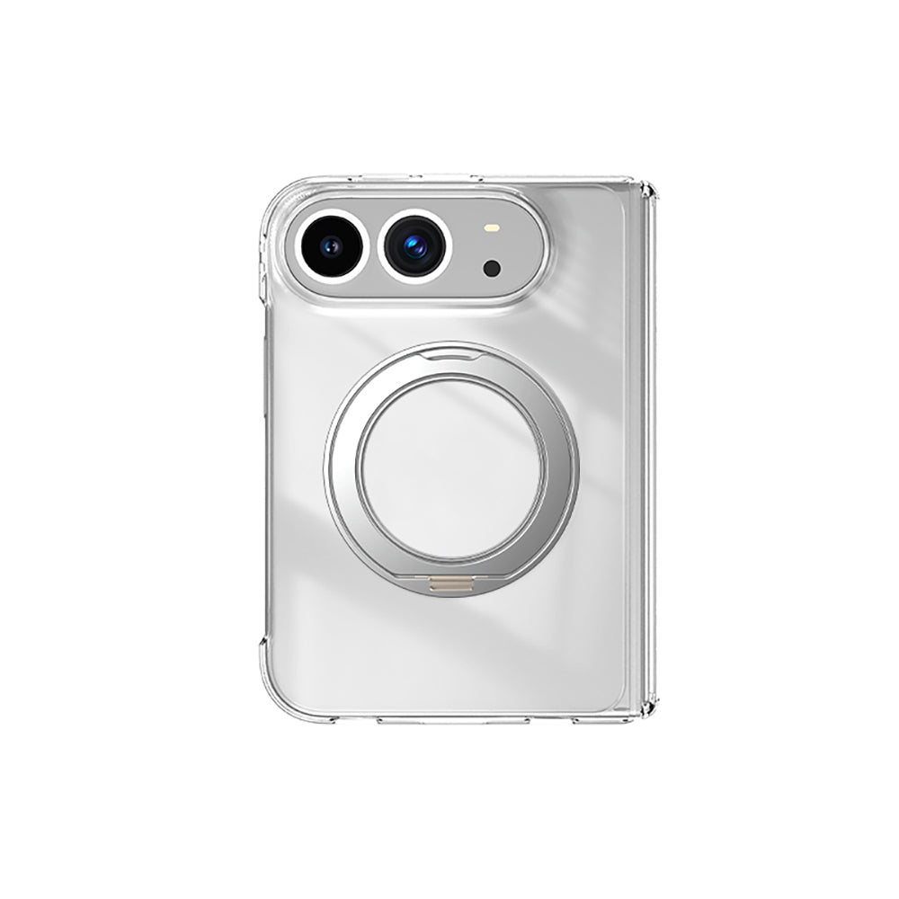 Apple iPhone Duo Kılıf M-safe Şarj Özellikli Transparan Sert PC Wlons Pita Standlı Kapak Şeffaf