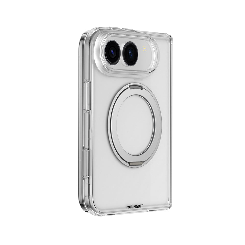 Apple iPhone Duo Kılıf M-safe Şarj Özellikli Youngkit Clear Serisi Standlı Kapak Şeffaf
