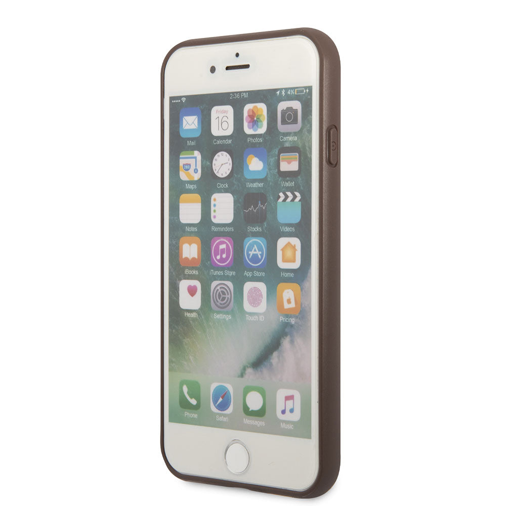 Apple iPhone SE 2020 Kılıf GUESS Çift Kart Bölmeli Kapak Kahverengi