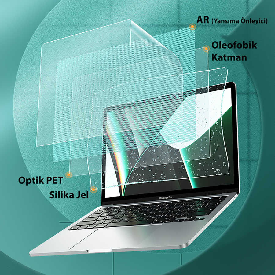 Macbook 13' Pro Touch Bar A1706 Benks AR (Anti Reflective) Yansıma Önleyici Ekran Koruyucu Renksiz