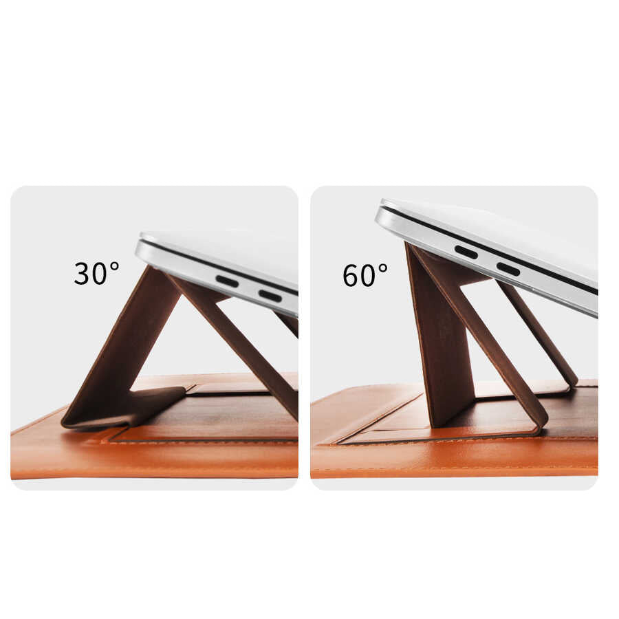 Macbook 14.2' 2021 Wiwu Macbook Skin Pro Portable Stand Kılıf Kahverengi