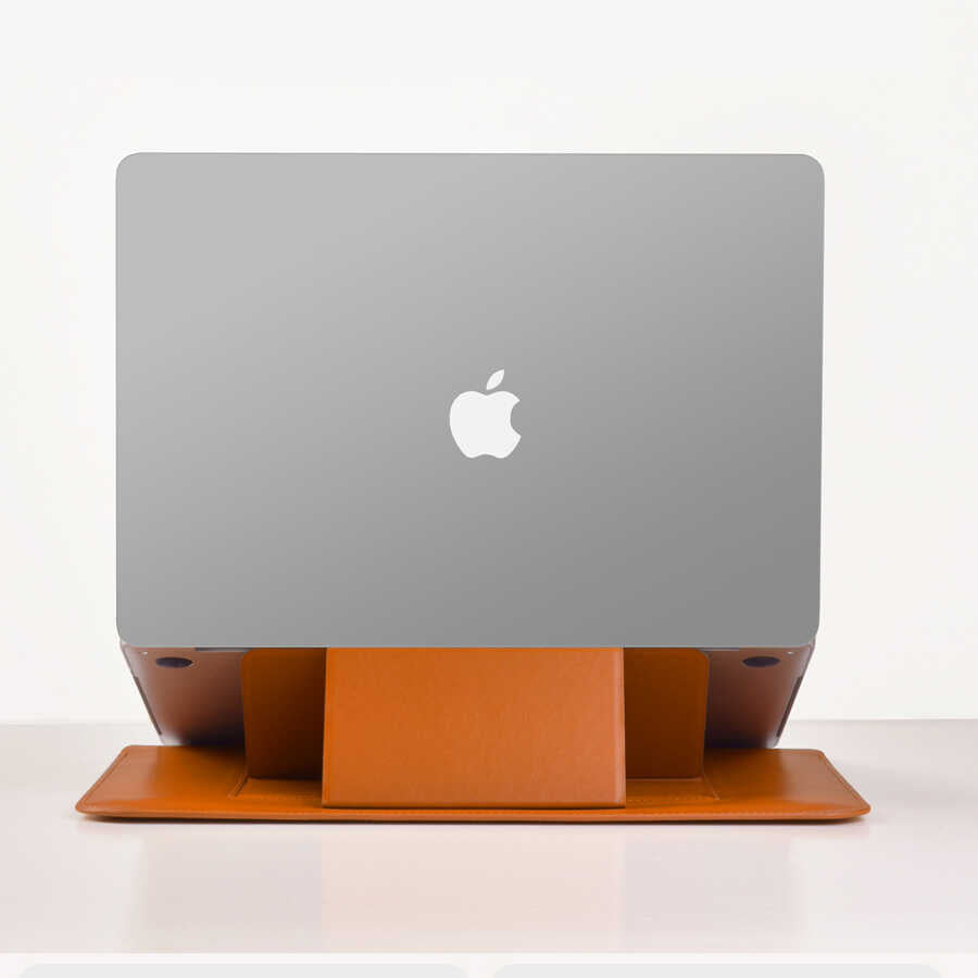 Macbook 14.2' 2021 Wiwu Macbook Skin Pro Portable Stand Kılıf Kahverengi