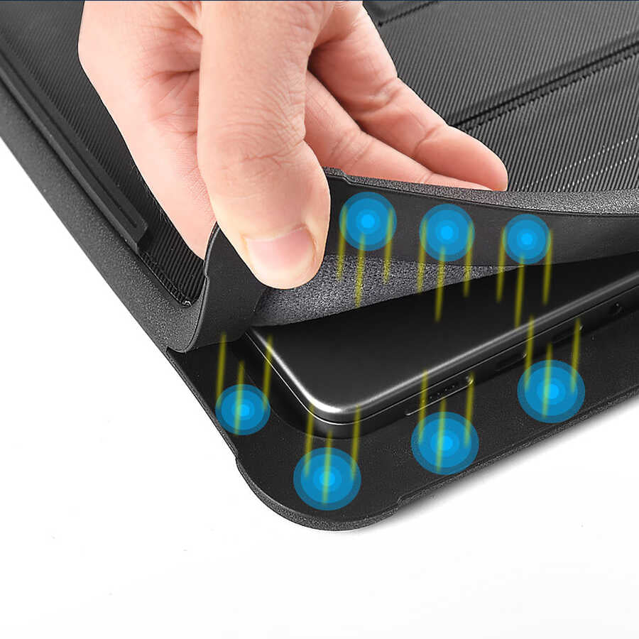 Macbook 16.2' 2021 Wiwu Defender Stand Case Taşınabilir Standlı Magnetik PU Laptop Çantası Siyah