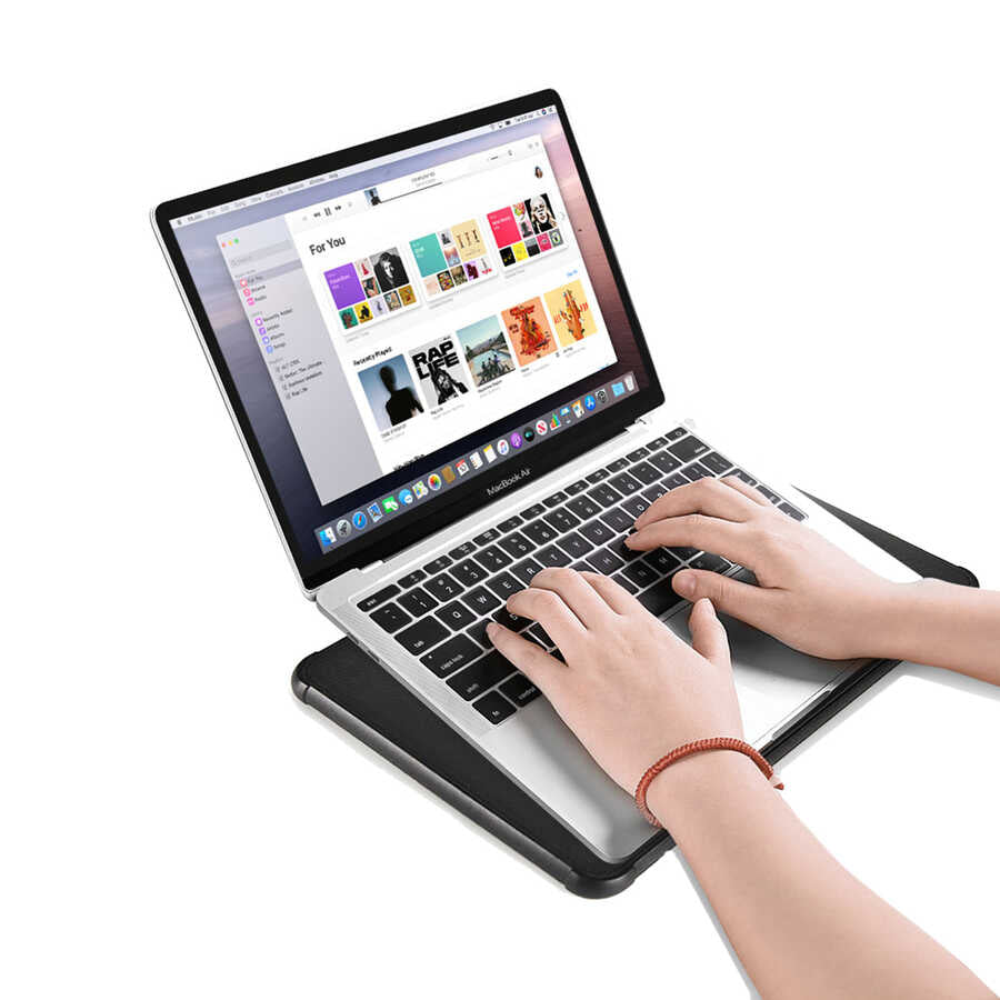 Macbook 16.2' 2021 Wiwu Defender Stand Case Taşınabilir Standlı Magnetik PU Laptop Çantası Siyah