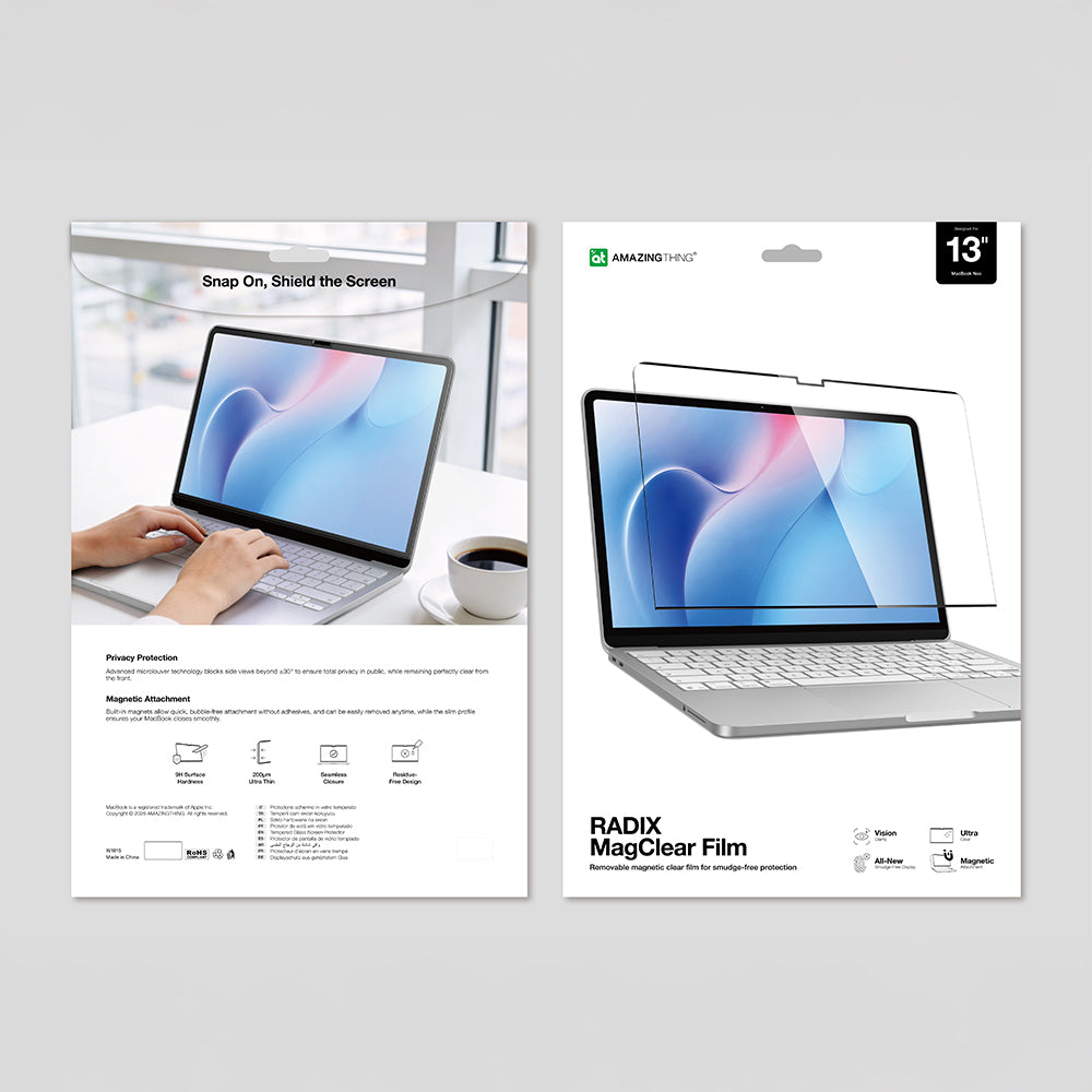 Apple Macbook Neo 13' A3404 Amazingthing Radix MagClear Serisi Magnetik Ekran Koruyucu Şeffaf