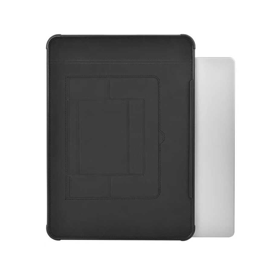Macbook Pro 16.2 2023 A2780 Wiwu Defender Stand Case Taşınabilir Standlı Magnetik PU Laptop Çantası Siyah